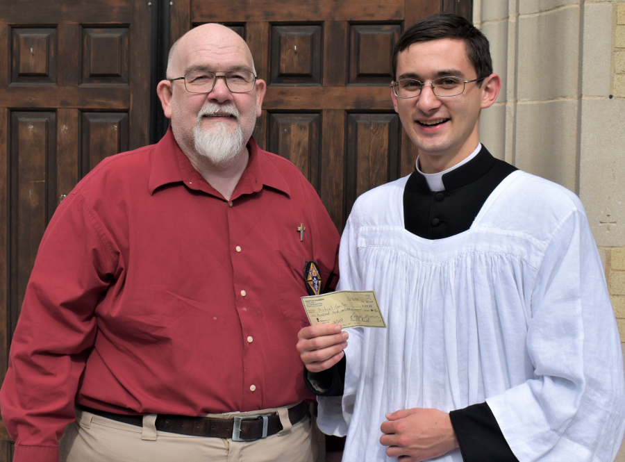 check to Seminarian Michael Camilleri